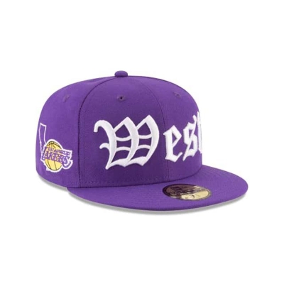 Los Angeles Lakers Gorra | New Era NBA League Script 59fifty Fitted Cap Mexico - Morados